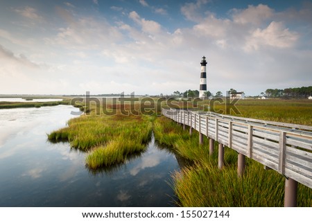 North Carolina Outer Banks Bodie Island Lighthouse Marsh On Cape Hatteras National Seashore