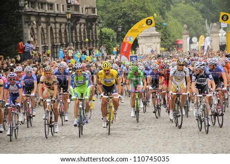 Brussels, Belgium - July 5: Cyclists At The Start Of The Second Stage Of The Tour De France On July 5, 2010 In Brussels, Belgium