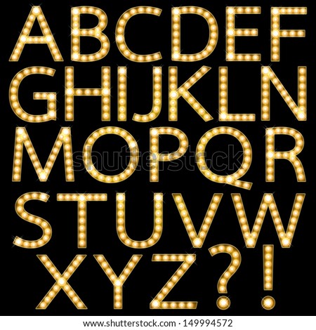 Set of Golden Broadway Light Bulb Alphabet A-Z Set of Golden Broadway Light Bulb Alphabet A-Z