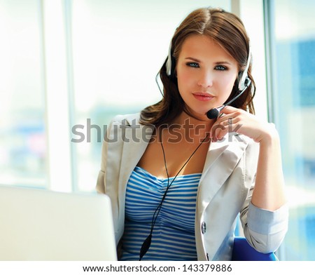 Business online customer service representative isolated over a white background