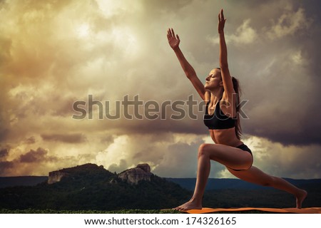 Yoga practice. Surya Namaskara movements sequence
