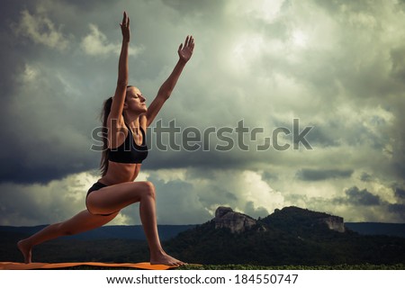 Yoga practice. Sun Salutation movements sequence