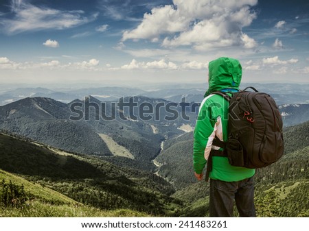 Mountain traveler behold mountain hills