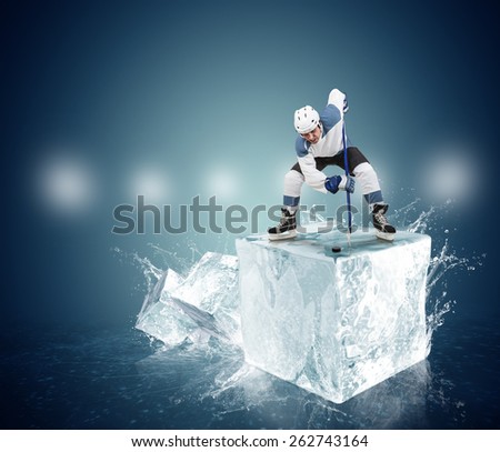 Hockey player on the ice Cube - face-off moment
