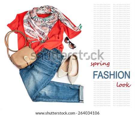 Casual fashion look for spring with jeans and bright pullover