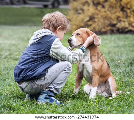 Two best friends - boy and his dog