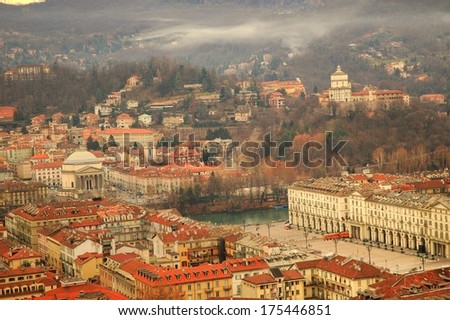 Turin panorama from the Mole Antonelliana, Turin, Italy
