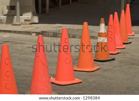 Orange safety cones.