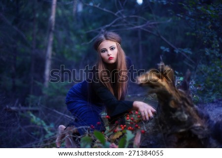 beautiful witch in forest