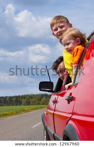 family in car