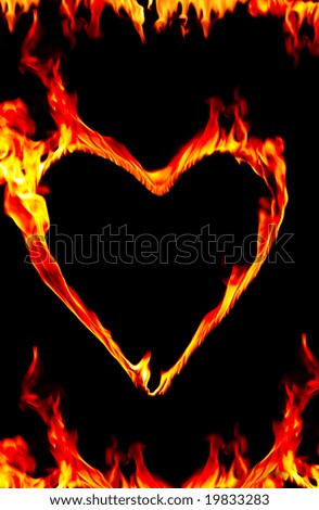 fire heart isolated on black