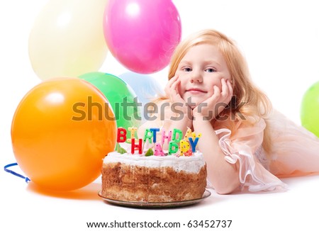 Girl Birthday Cakes on Little Girl With Birthday Cake Stock Photo 63452737 Shutterstock