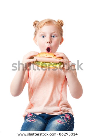 stock photo little girl with hot dog