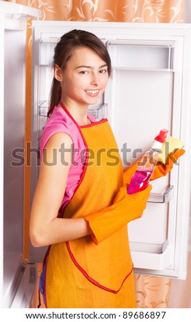 Girl Cleaning Kitchen