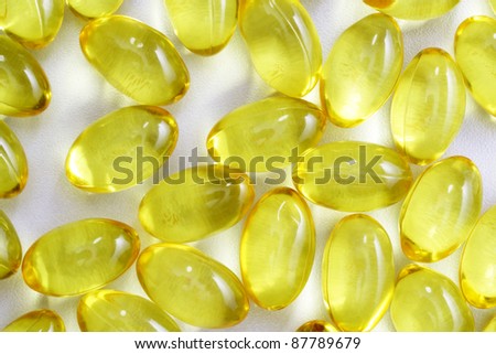 Cod liver Oil Capsules on white
