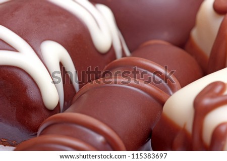 Chocolate pralines filled with boxes of chocolates.