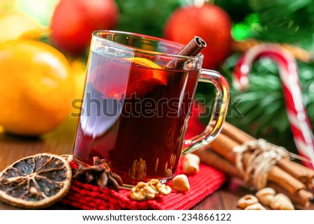 Christmas mulled wine, winter drink
