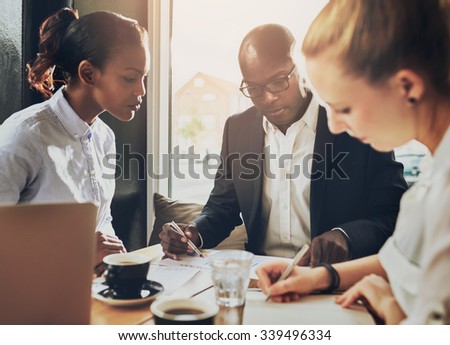 Serious group of business people working, multi ethnic group, business, entrepreneur, start up concept