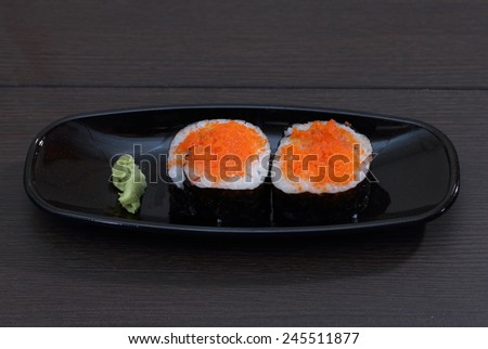 image of japanese food sushi on black plate