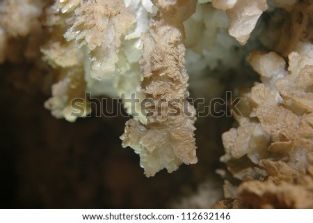 Druze gypsum crystals in the cave