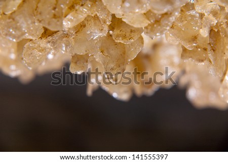 drop of water on a crystal cave