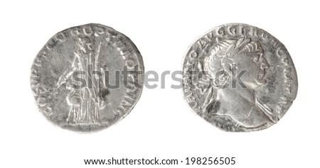 Coin Old silver Roman denarius, 98-117,  AYTOKP(ator) KAIC(ar) NEP TPAIANO CEB(acth) GERM(anikos) DAK(iko)DHMARC(ikh) EXIH UPAT IZ