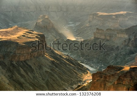 Fish River Canyon in sunset light. Shot in Namibia.
