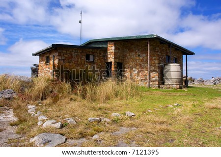 House in montains. Shot in Hottentotsholland Mountains nature reserve, near Grabouw, Western Cape, South Africa.