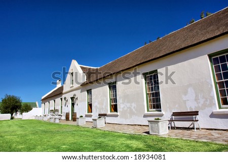 Building of a farm restaurant. Shot in West Coast Nature Reserve, near Langebaan, Western Cape; South Africa.