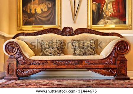 Antique sofa from historical wine estate. Shot in Stellenbosch, near Cape Town, South Africa.