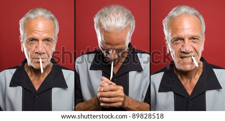 Three Portraits of a Elderly Italian Man