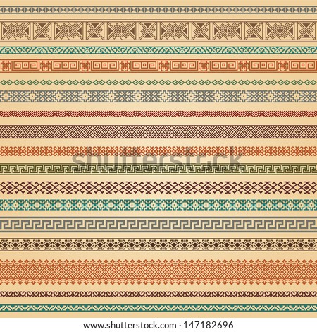 Border decoration elements patterns in different colors Most popular ethnic border in one mega pack set collections Vector illustrations Could be used as divider frame etc Border decoration elements patterns in different colors Most popular ethnic border in one mega pack set collections Vector illustrations Could be used as divider frame etc