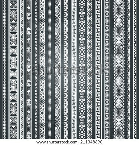 Border decoration elements patterns Most popular vertical ethnic border in one mega pack set collections Isolated on chalkboard background Vector illustrations Could be used as divider frame etc Border decoration elements patterns Most popular vertical ethnic border in one mega pack set collections Isolated on chalkboard background Vector illustrations Could be used as divider frame etc