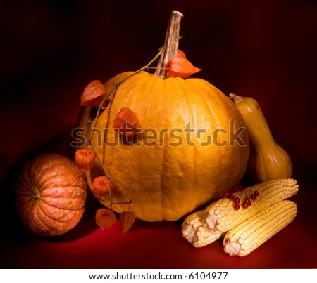 Autumn harvest, light painting made with light brush, good design for thanksgiving greeting cards
