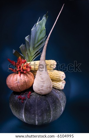 Autumn harvest, light painting made with light brush,  on textured cardboard background
