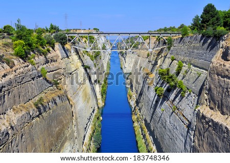 Corinth canal, Greece. Deepest, oldest and longest hand made canal