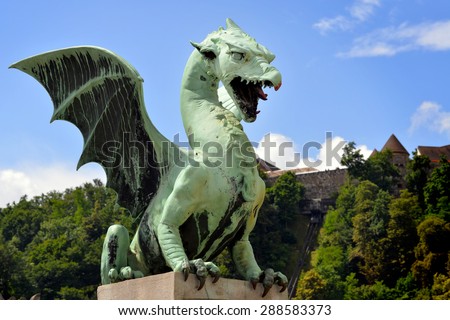 Famous landmark of Ljubljana in Slovenia, Dragon bridge