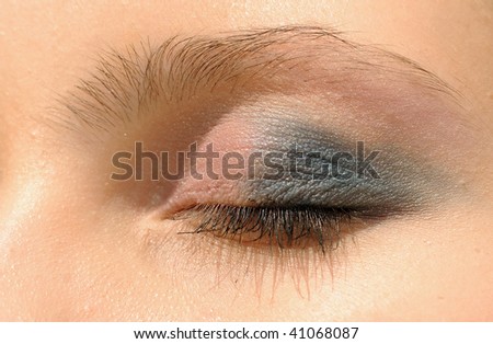 Closeup image of woman eye, make up concept