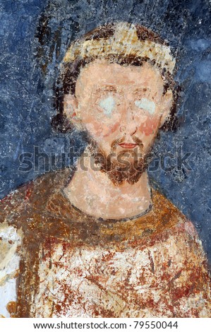 Stefan Radoslav, Serbian king from 1228 to 1234, fresco painting from monastery Mileseva, Serbia