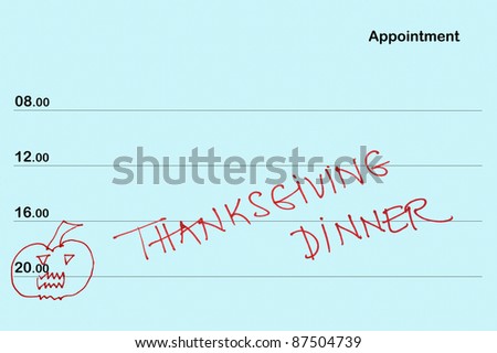Appointment book with Thanksgiving dinner text