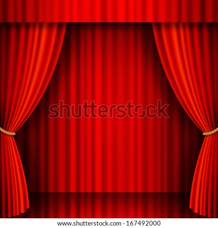 Illustration of a Theater stage with Red Velvet Curtains Illustration of a Theater stage with Red Velvet Curtains