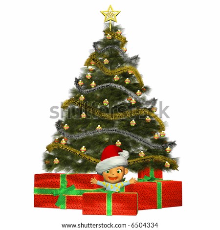 Baby Girl Christmas Presents on Illustration Of A Baby Cartoon With A Christmas Tree And Presents