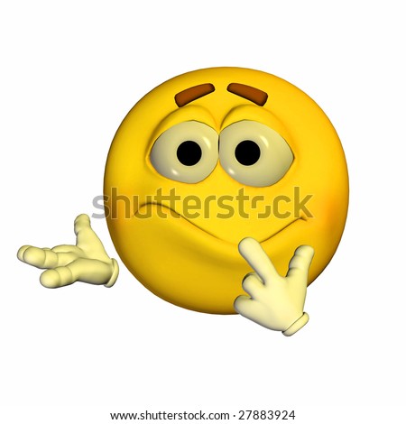 stock photo : Yellow Emoticon Guy - Worried expression