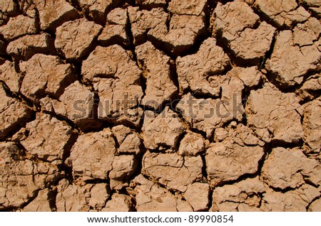 Fissure, The broken soil occurred from the rainless situation showing the concept of global warming.