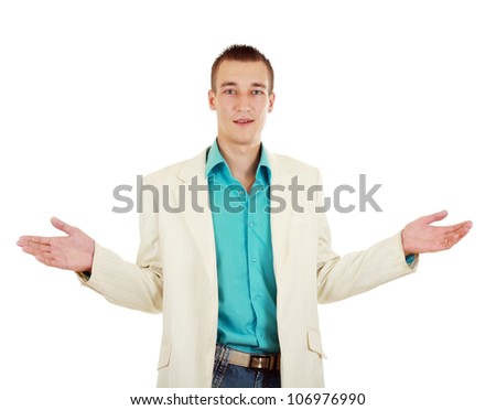 young business man shrugging \