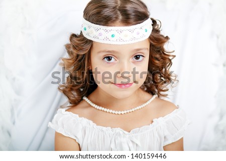 little princess close up beautiful cute girl wearing diadem