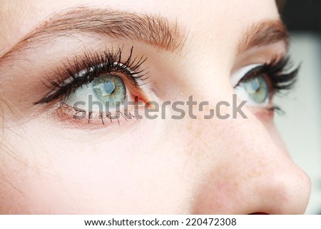extreme closeup of beautiful womanish eye with glamorous makeup macro