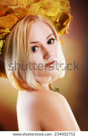 Autumn Woman Fashion Portrait. Fall. Beautiful Girl. Fashion Art