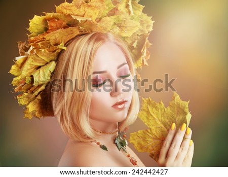 Autumn Woman Fashion Portrait. Fall. Beautiful Girl. Fashion Art