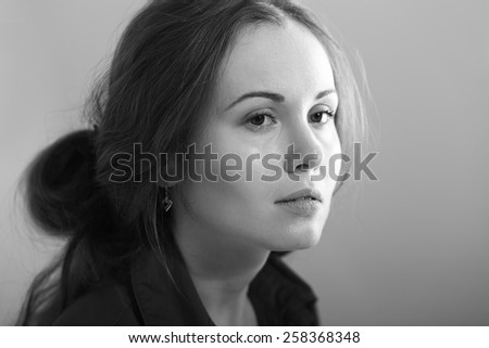 beautiful thoughtful young woman black and white concept sad depression